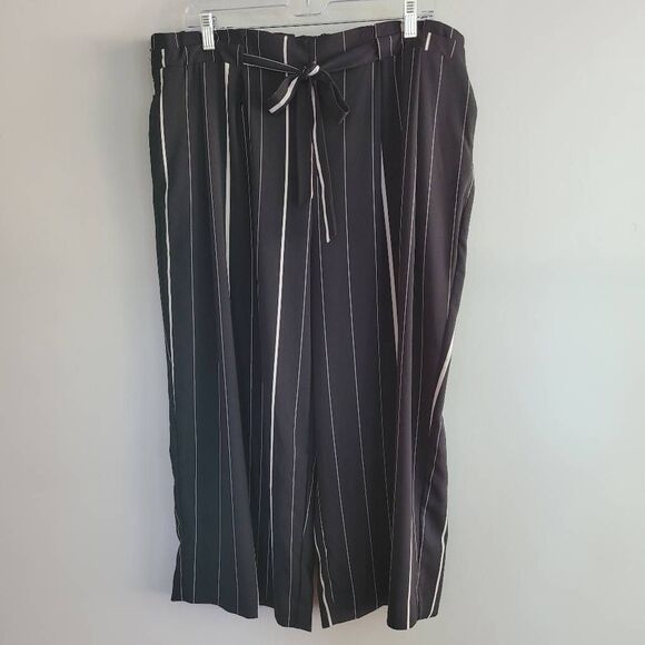 Worthington NWOT wide leg pants striped drawstring waist lightweight coastal - Picture 1 of 11